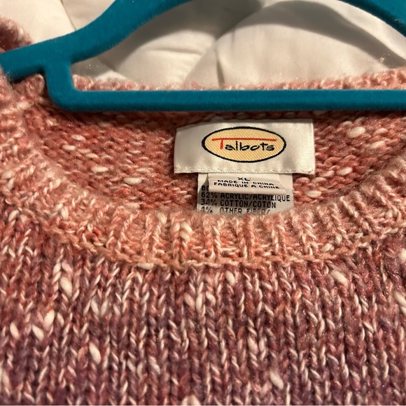 Talbots vintage Winter/Christmas Sweater, size XL, shades of pink and white. - Picture 10 of 12
